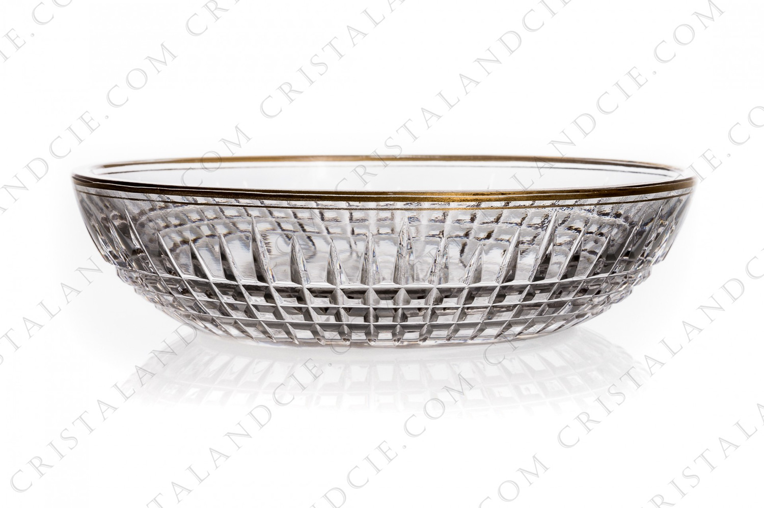 Porte-savon en cristal de Baccarat modèle Nancy or présentant un important décor taillé et un filet or photo-1