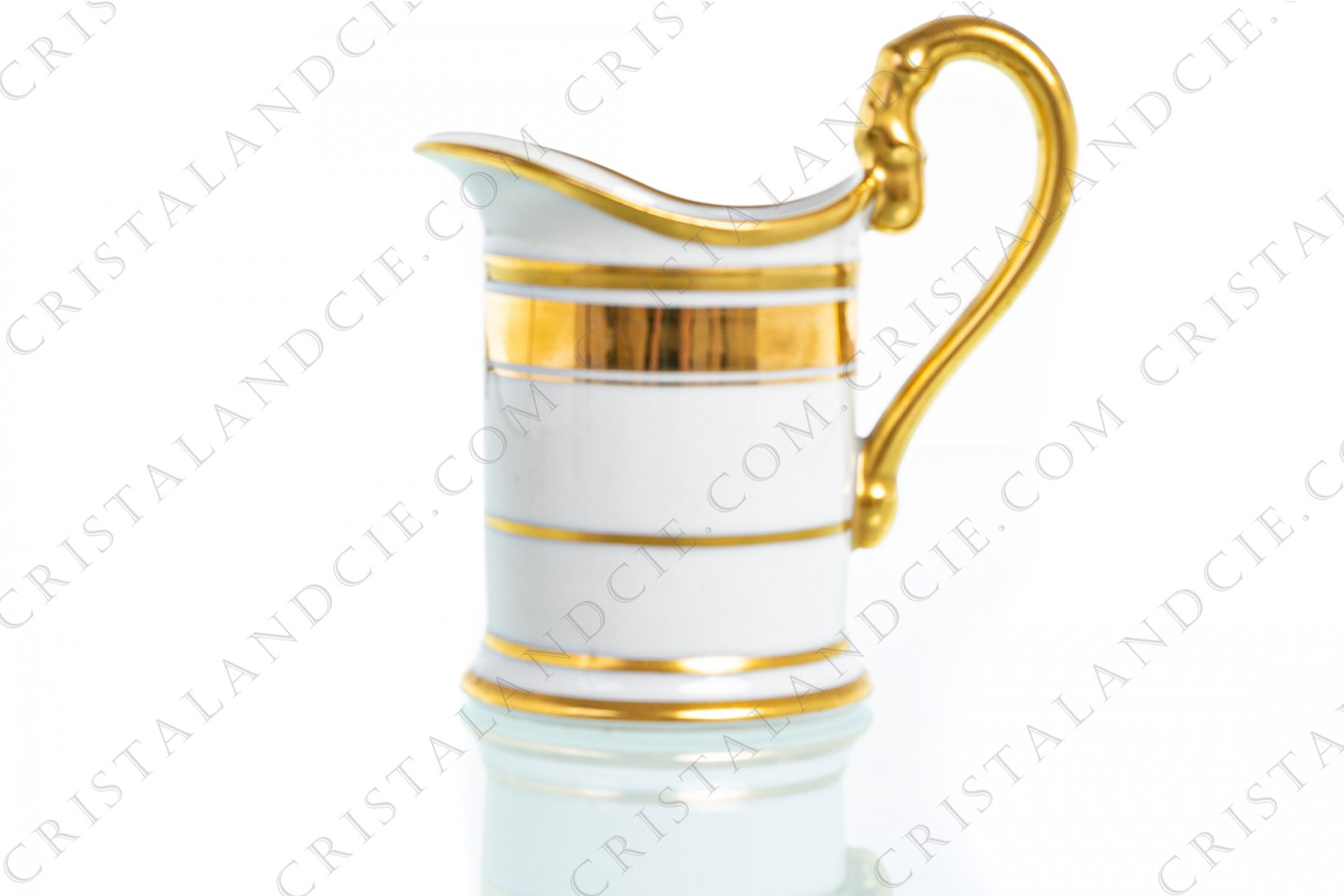 Creamer in Limoges china by Pastaud decorated with hand painted gold borders photo-1