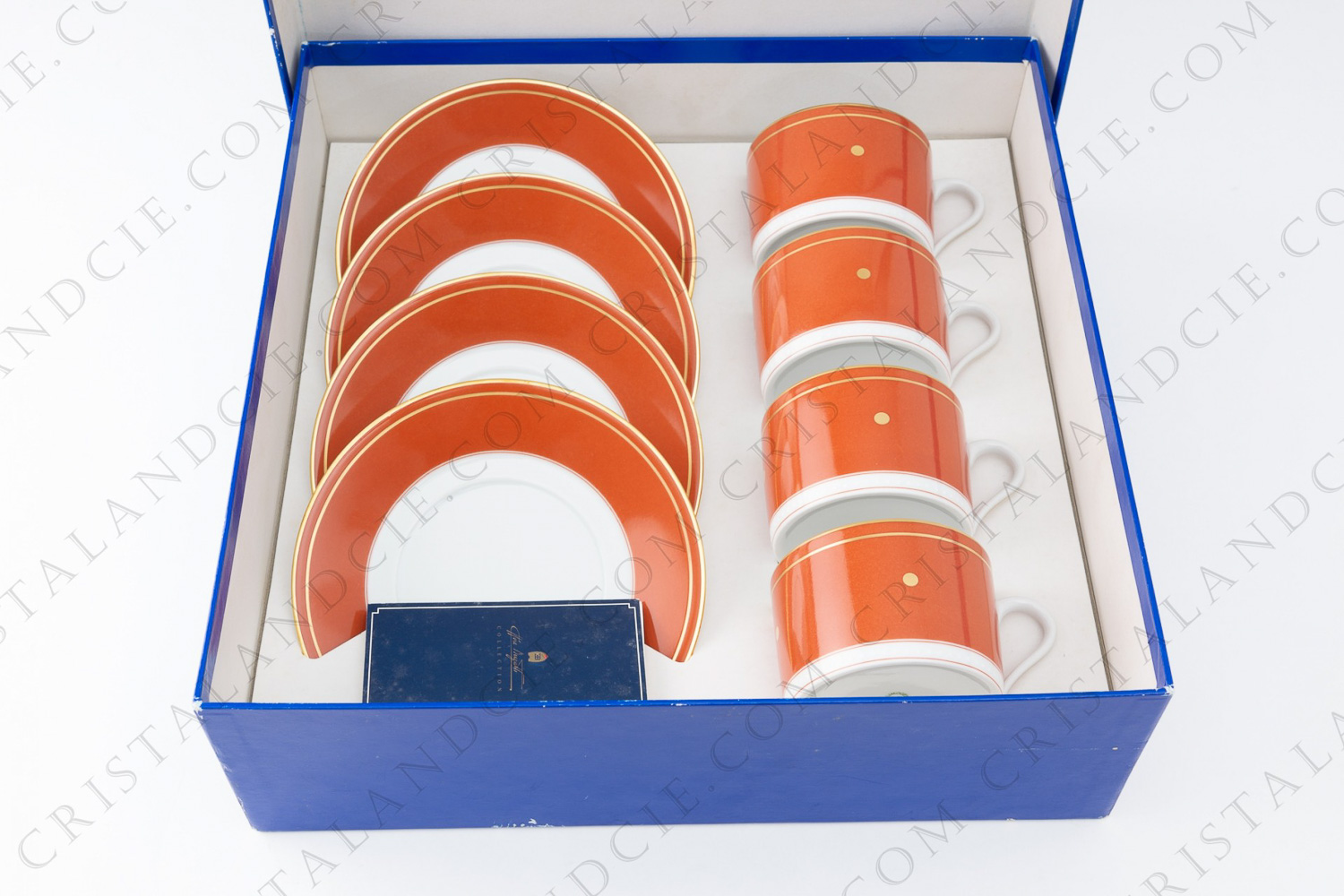 Set of four tea cups in Limoges china made for Bugatti, collection type 44 rosso pompeiano photo-1