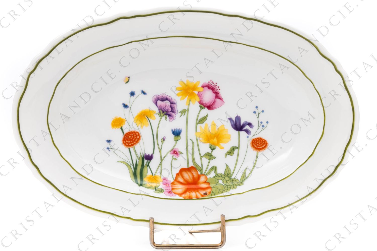 Ravier en porcelaine de Limoges de la maison Raynaud pour Denby modèle English Garden orné de fleurs polychromes et d insectes photo-1