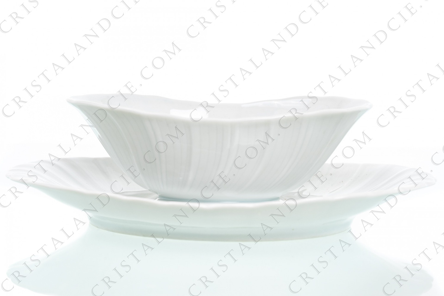 Saucière en porcelaine de Limoges de la maison Bernardaud modèle Sceaux, orné d un couple de faisans polychromes photo-1