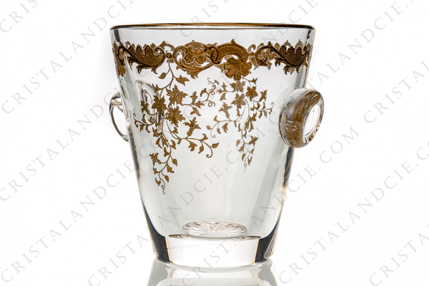 Seau à glace en cristal de Saint-Louis modèle Massenet or orné de rinceaux en incrustations or photo-1
