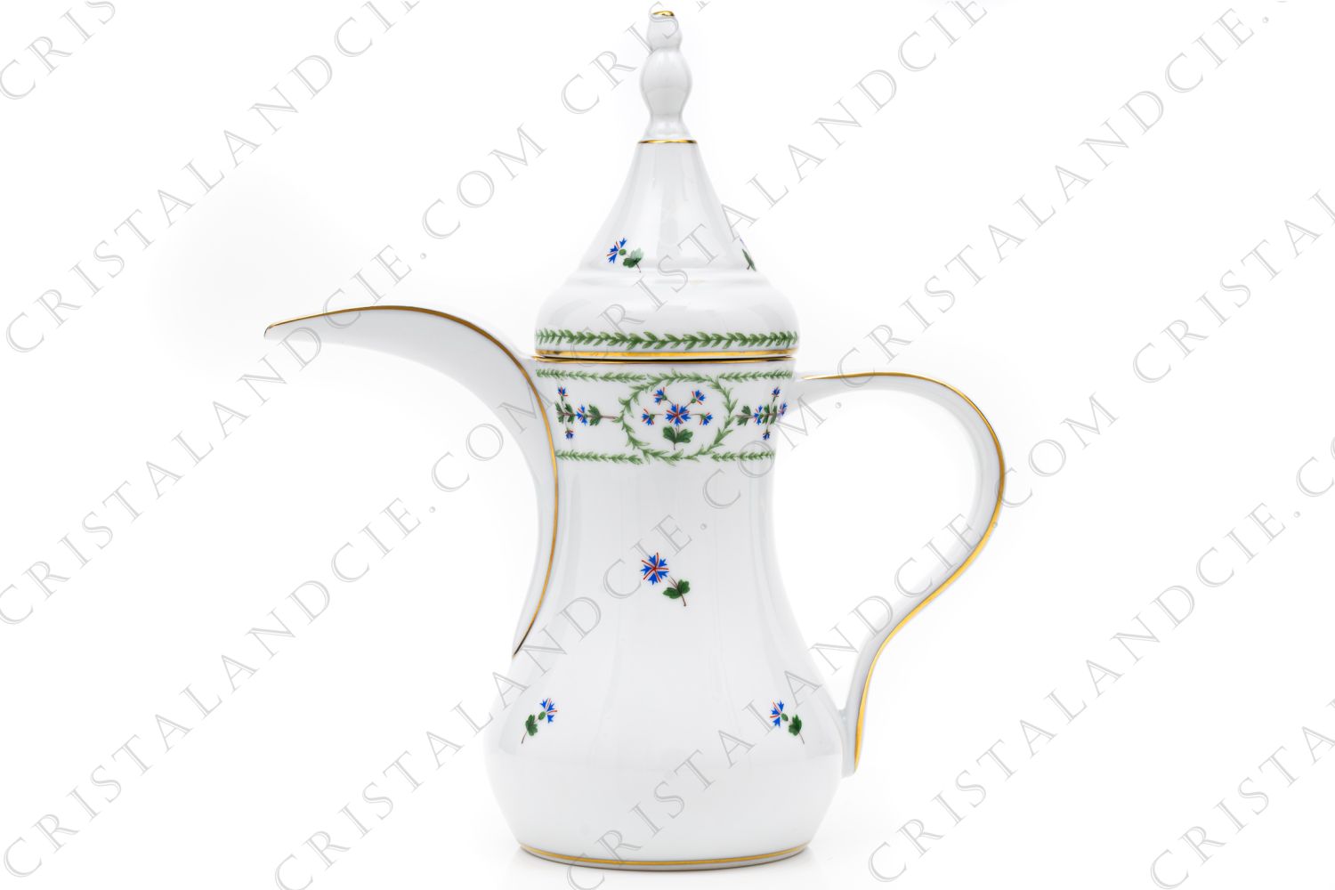 Cafetière orientale en porcelaine de Limoges de la maison Bernardaud modèle Barbeaux ornée d une frise de barbeaux polychromes et de filets or photo-1