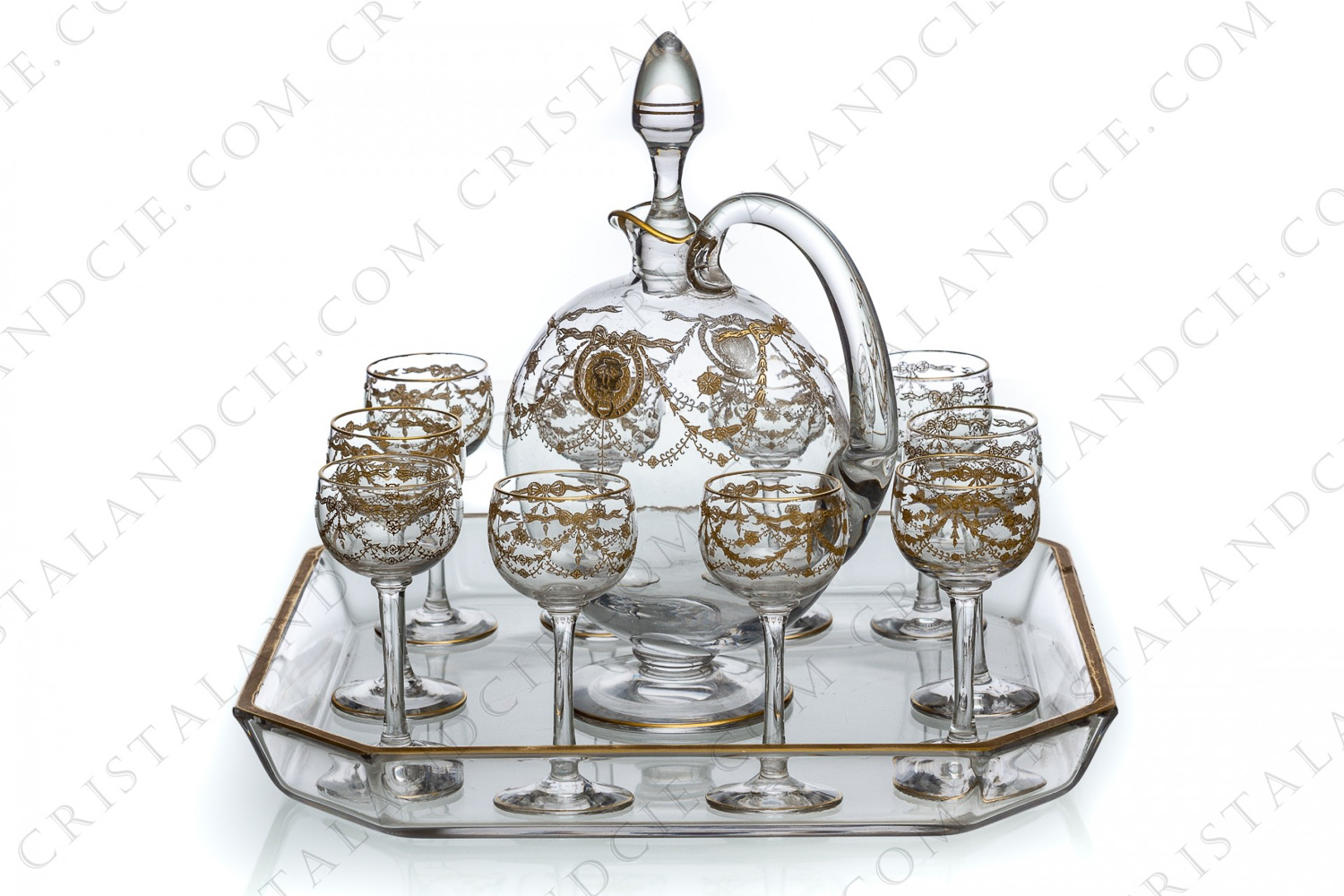 Service à liqueur en cristal de Saint-Louis modèle Congress à décor d incrustations or photo-1