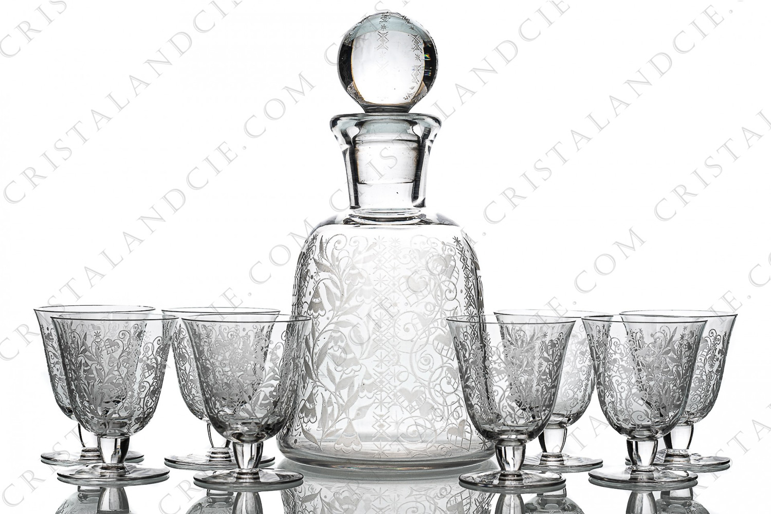 Sherry set in crystal by Baccarat pattern Argentina with an important engraved pattern photo-1
