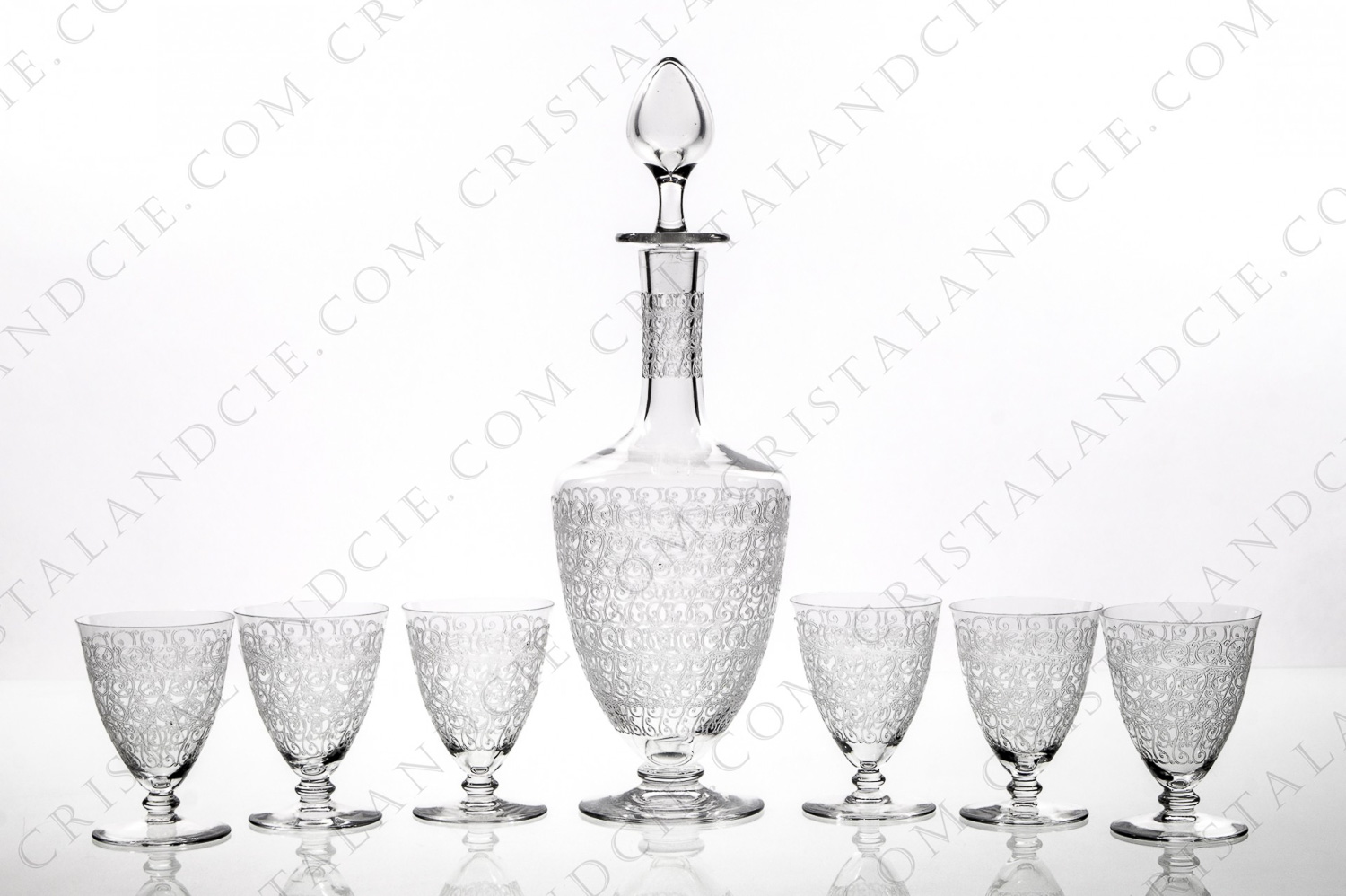 Sherry set in crystal by Baccarat pattern Chateaubriand with an incised decor photo-1