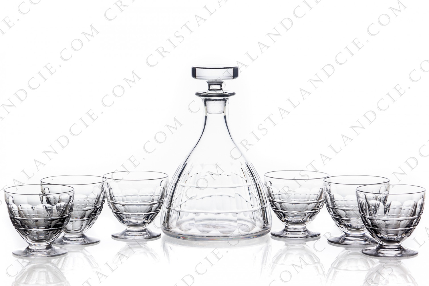 Wine set in crystal by Baccarat pattern Charmes with a cut pattern on the parison photo-1