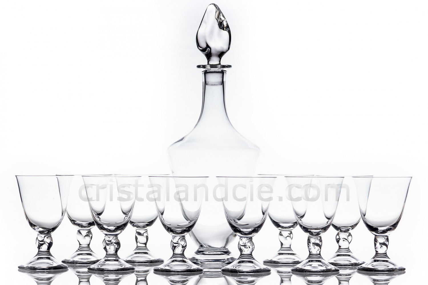 Wine set in crystal by Daum pattern Orval with a twisted stem and a twisted plug photo-1