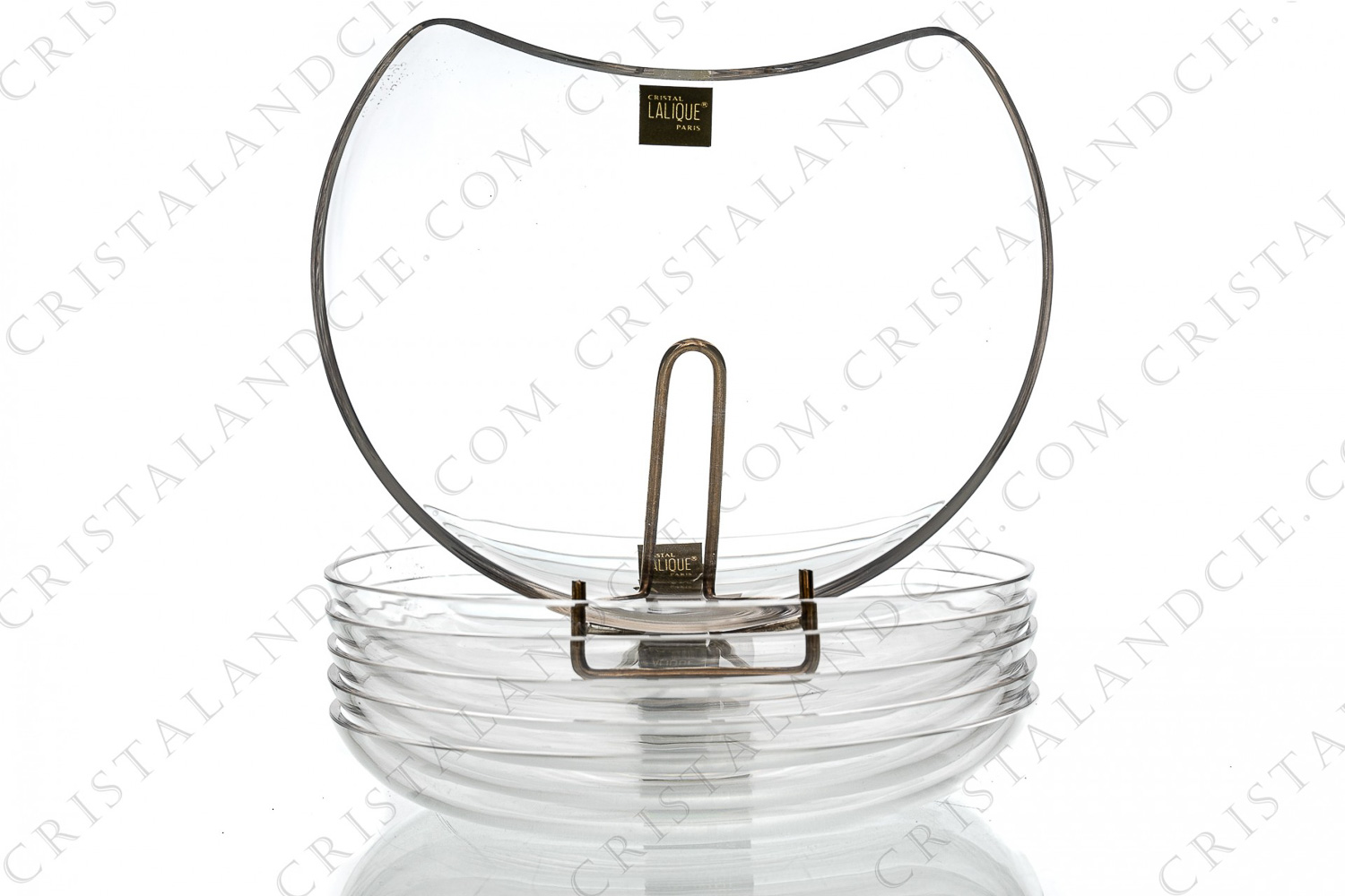 Set of six salad plates in crystal by Lalique pattern Antibes photo-1