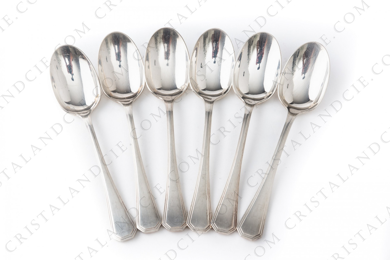 Set of six coffee spoons in plated silver by Christofle pattern America photo-1