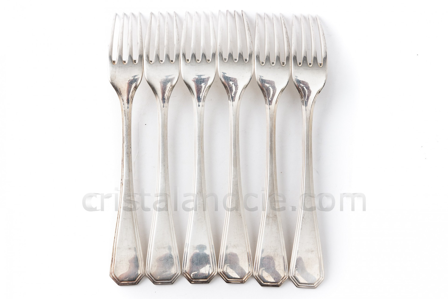 Set of six dinner forks in plated silver by Christofle pattern America photo-1