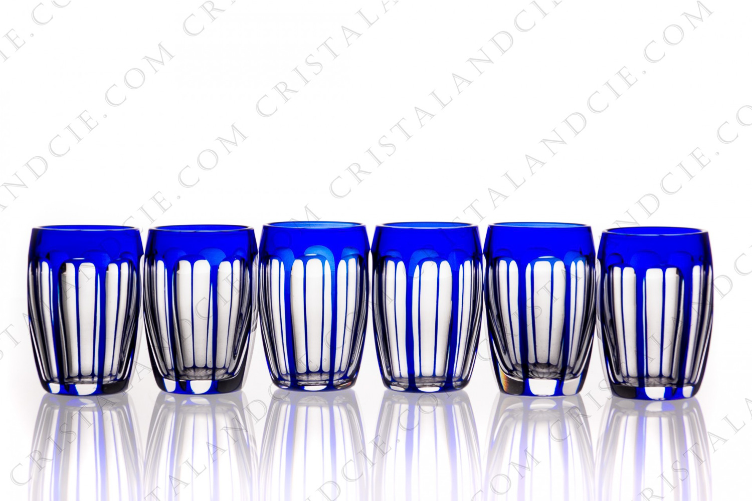 Série de six gobelets à Porto en cristal double-couches bleu de Saint-Louis photo-1