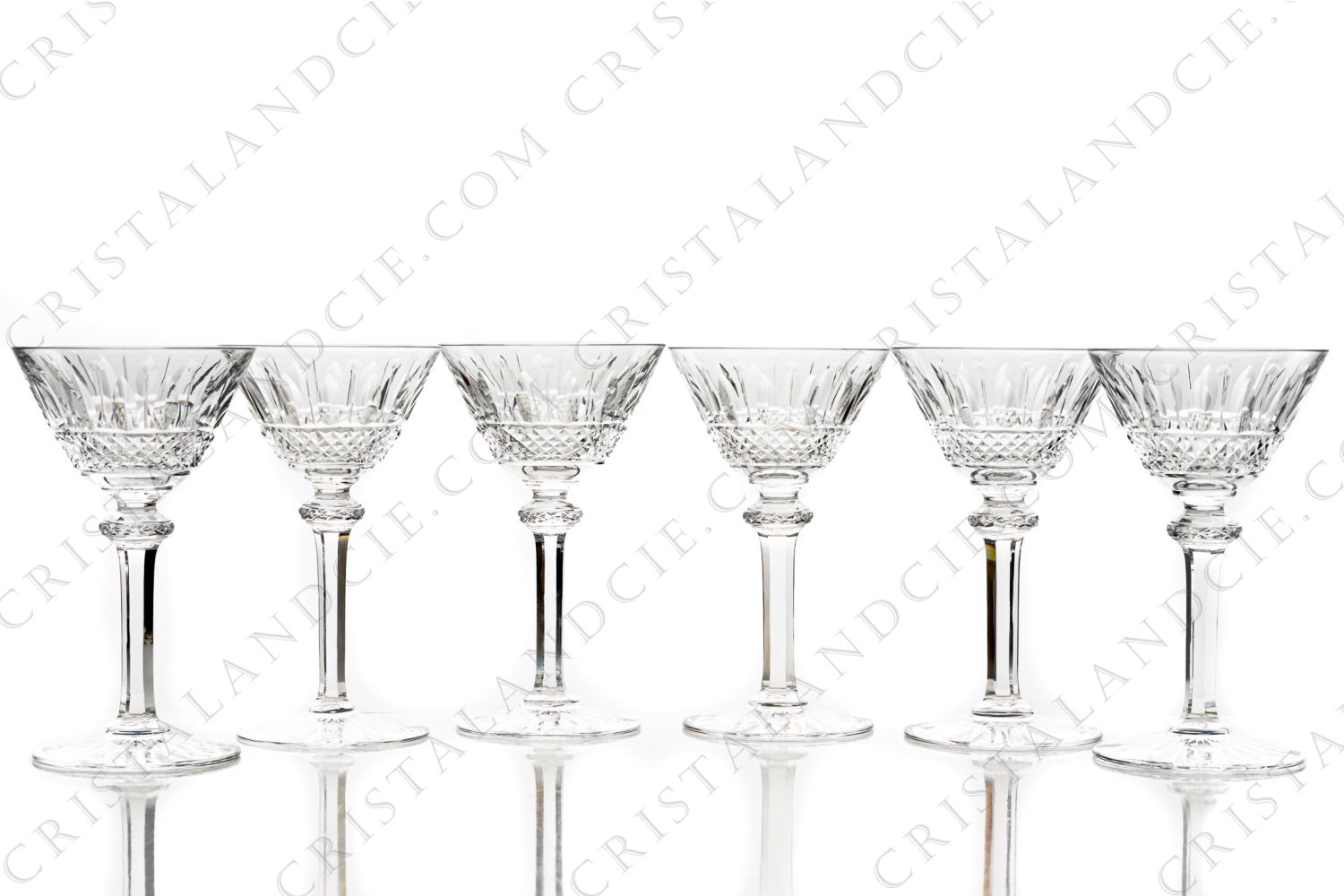 Set of six old cocktail glasses in crystal by Saint-Louis pattern Tommy with an important cut pattern photo-1