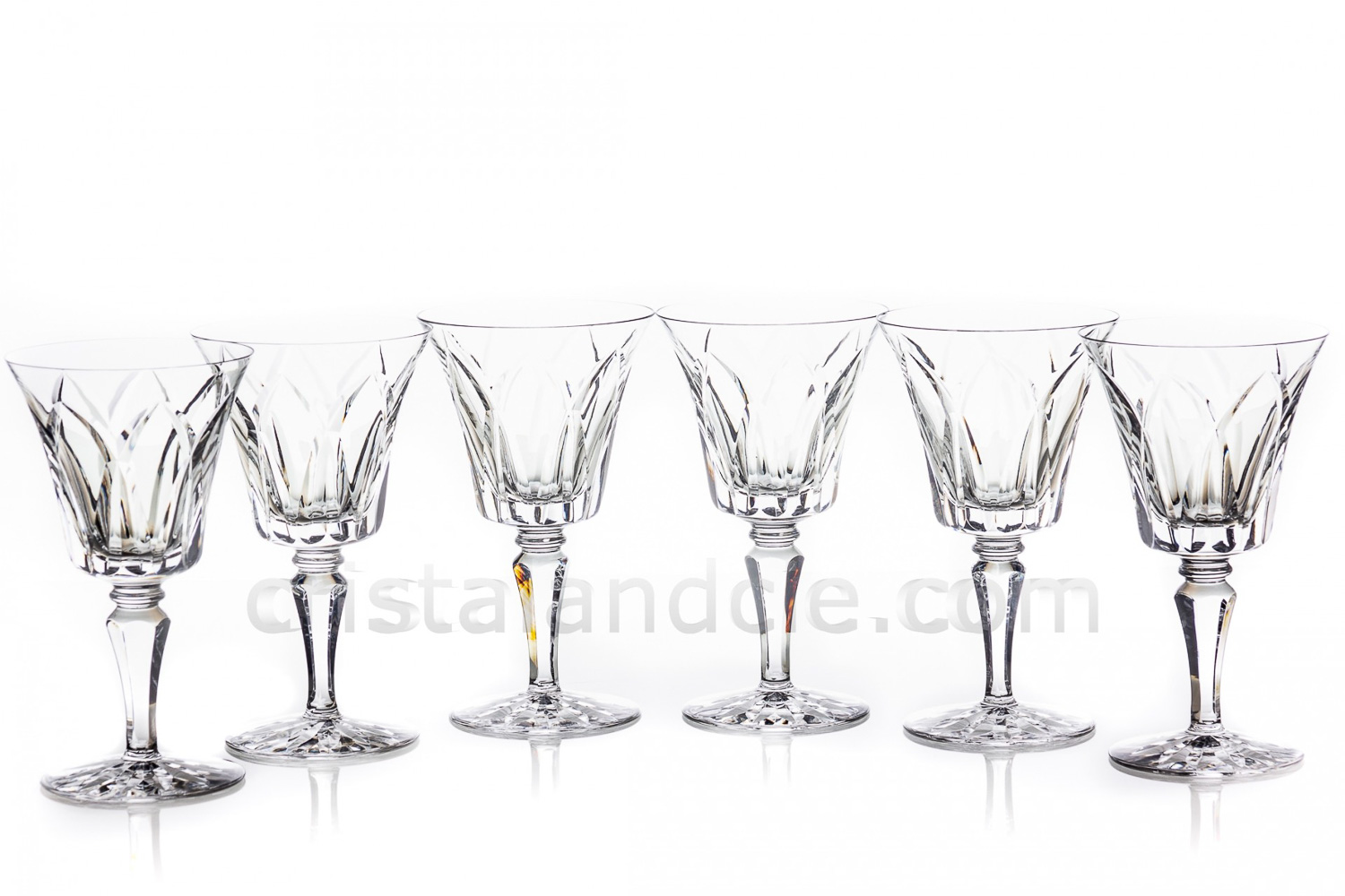 Set of six watergoblets n°2 in crystal by Saint-Louis pattern Camargue with an important cut pattern photo-1