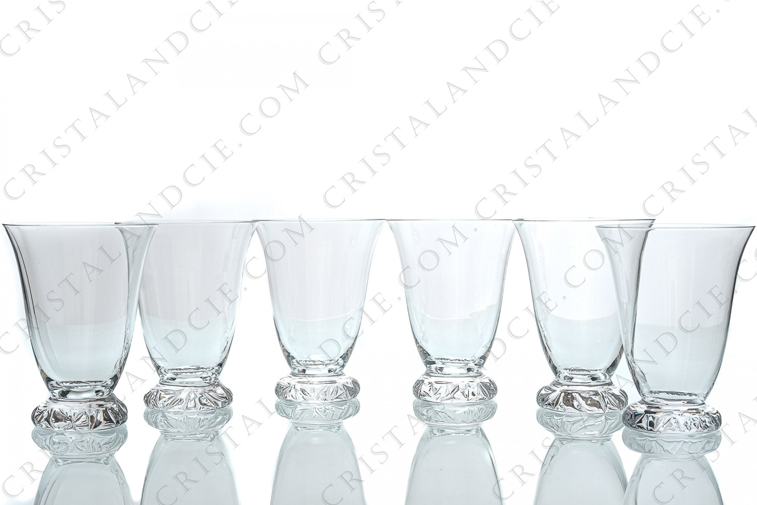 Set of six water glasses n°2 in crystal by Daum pattern Kim photo-1