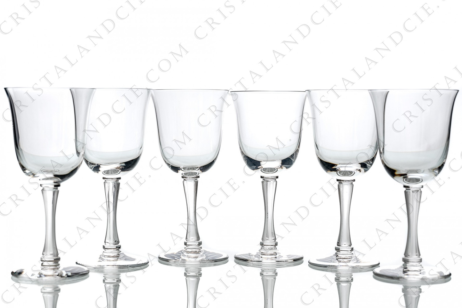 Set of six wine glasses n°4 in crystal by Lalique pattern Barsac with a frosted pattern on the stem photo-1