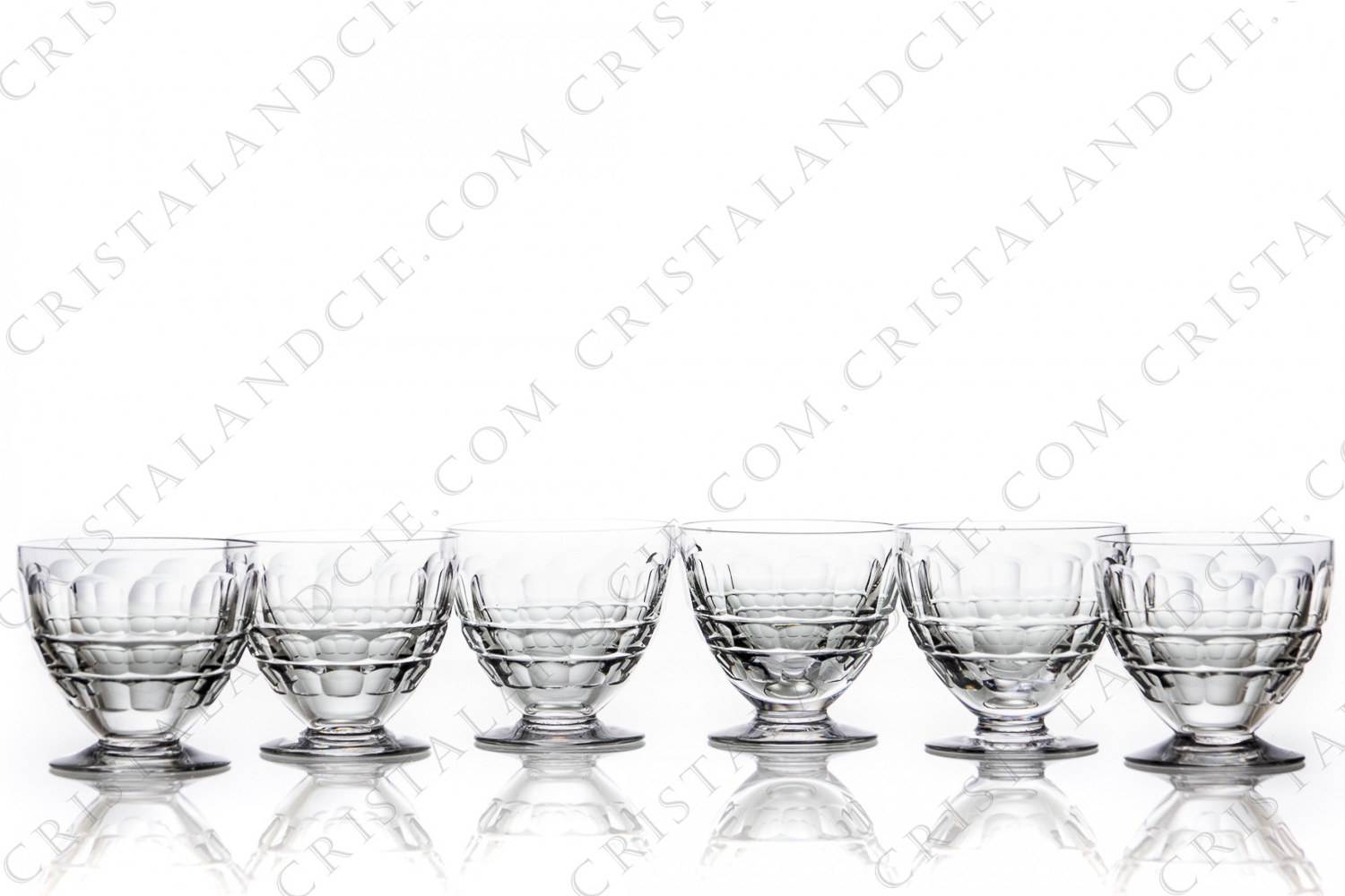 Set of six wine glasses n°4 in crystal by Baccarat pattern Charmes with a cut pattern on the parison photo-1
