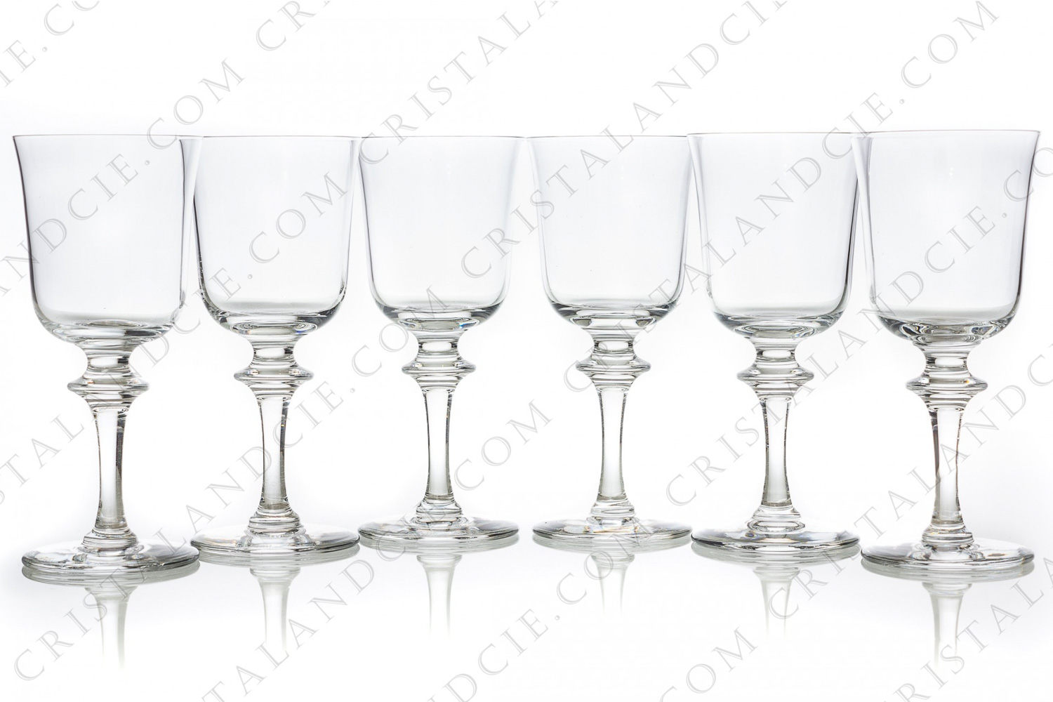Set of six wine glasses n°4 in crystal by Daum pattern Saumur decorated with a ring on the stem photo-1