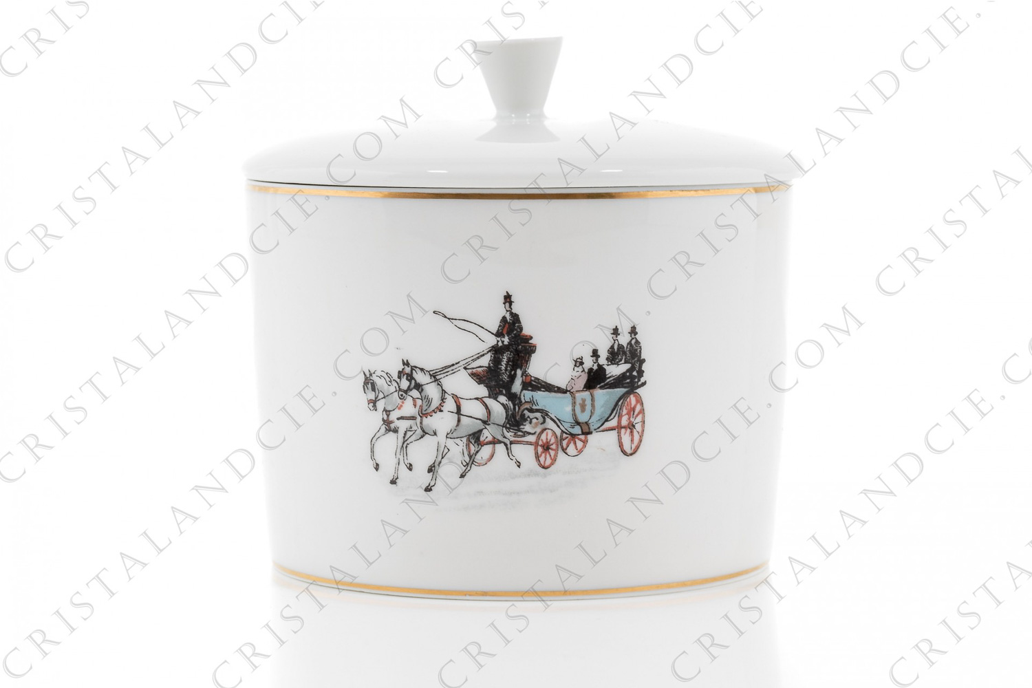 Sucrier en porcelaine de Limoges de la maison Haviland et Parlon à décor de calèche polychrome photo-1