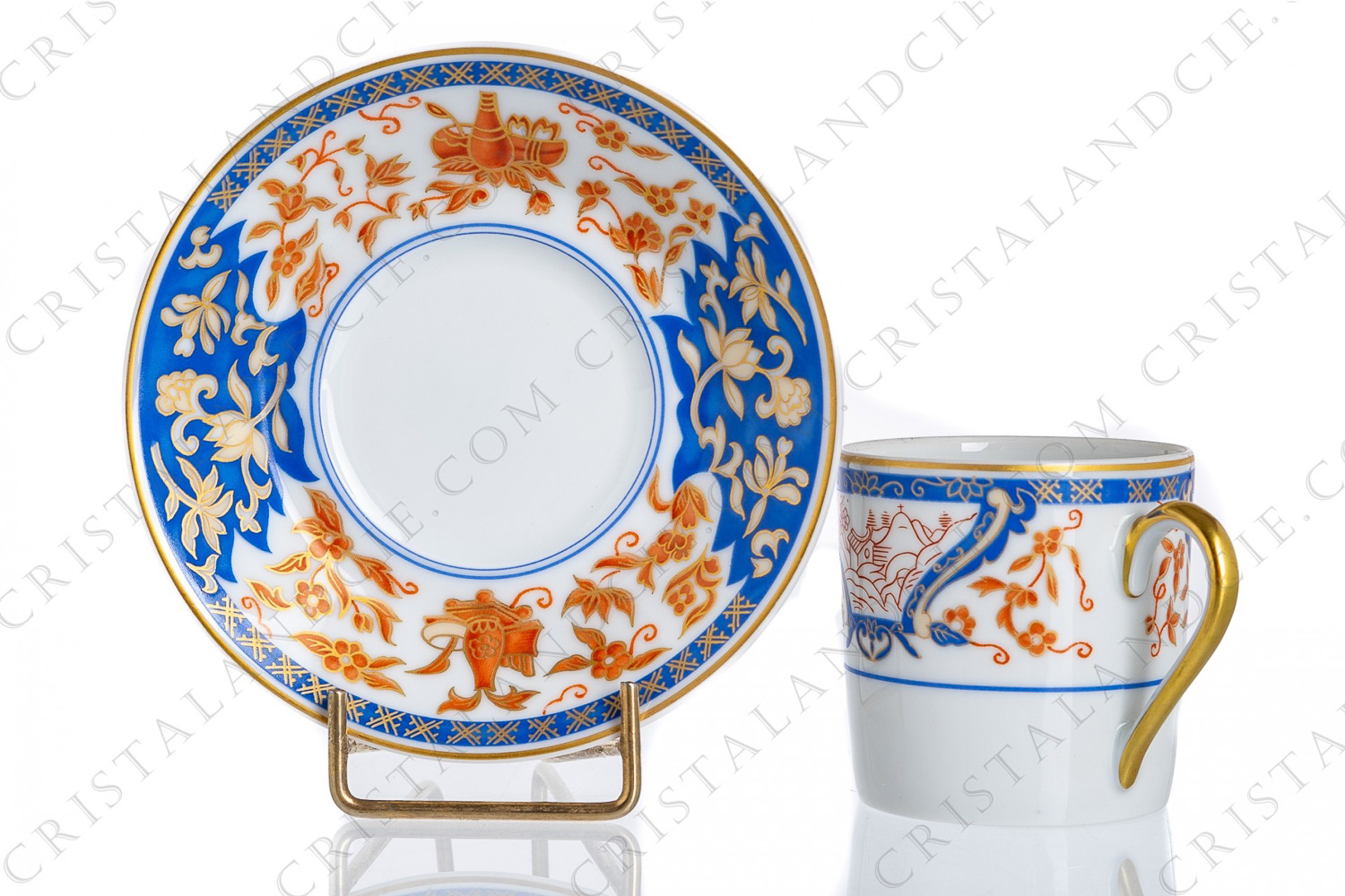 Tasse à café en porcelaine de Limoges de la maison Haviland modèle Imarie à décor bleu, rouge et or photo-1