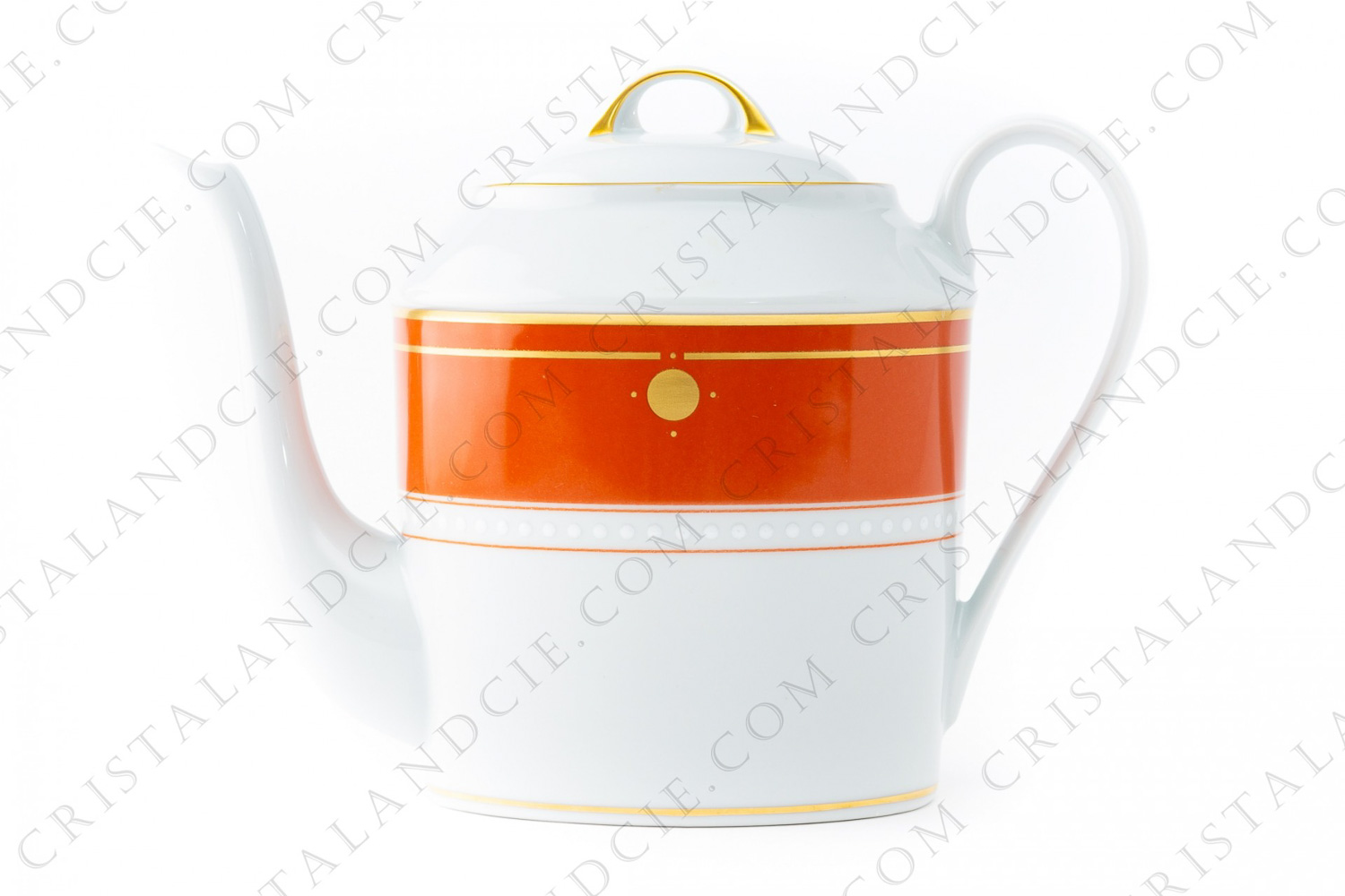 Théière en porcelaine de Limoges réalisée pour la maison Bugatti, collection type 44 rosso pompeiano photo-1