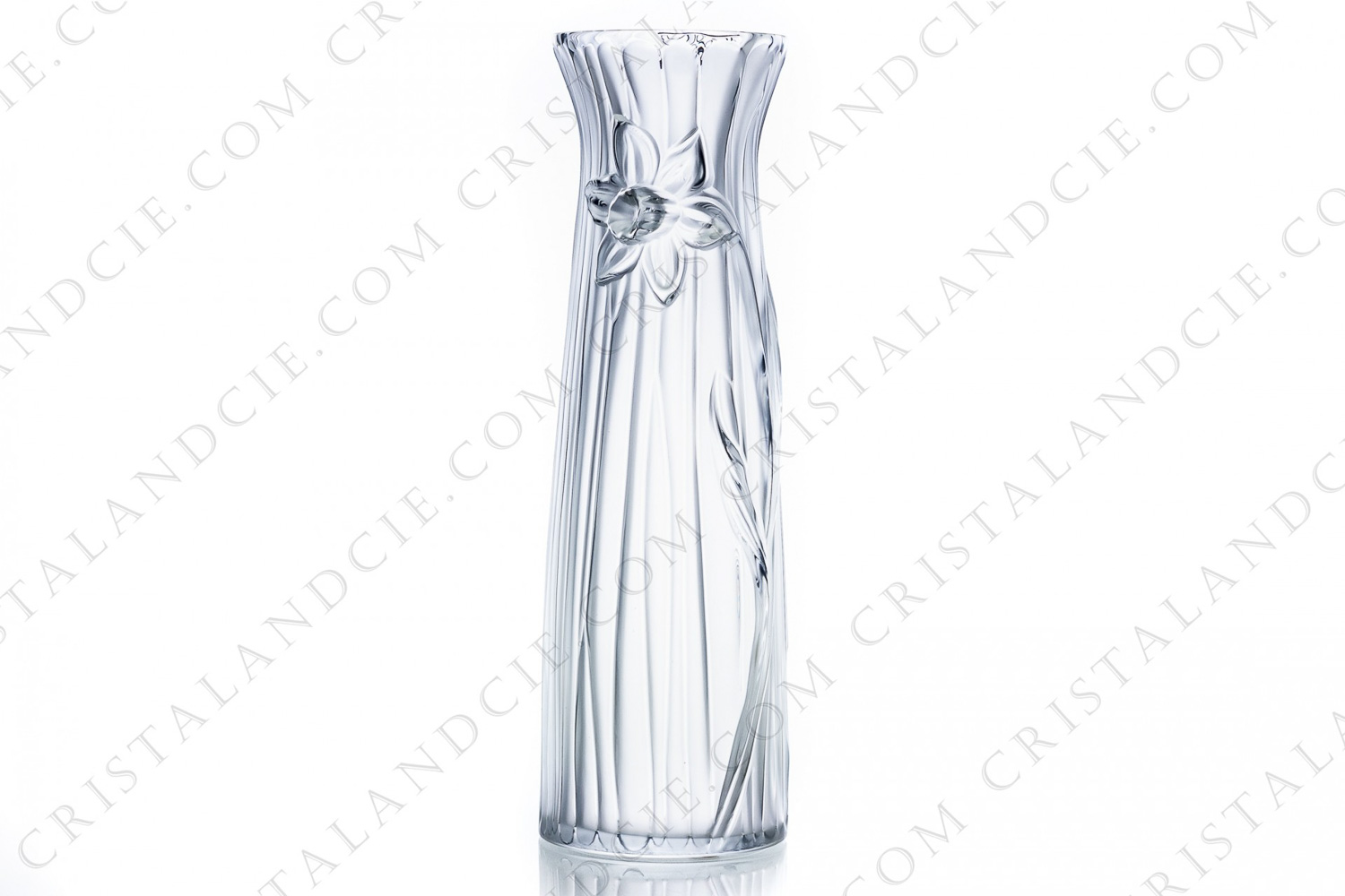 Vase en cristal clair et dépoli de Lalique modèle Jonquille orné d une jonquille en relief photo-1