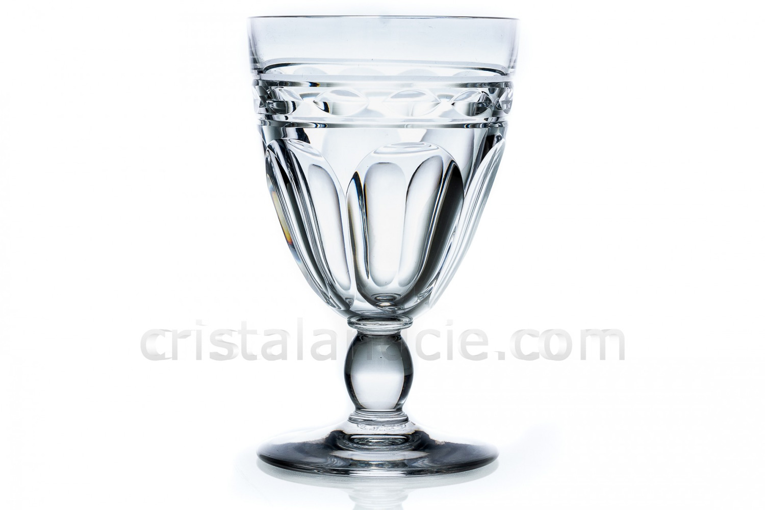 Watergoblet n°2 in crystal by Baccarat pattern Campsegret decorated with flatcut and a frieze photo-1