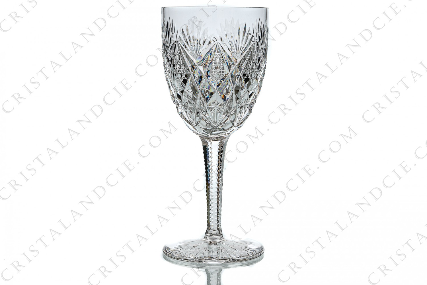 Water glass n°2 in crystal by Saint-Louis pattern Florence with an important cut pattern on the gob and the foot photo-1