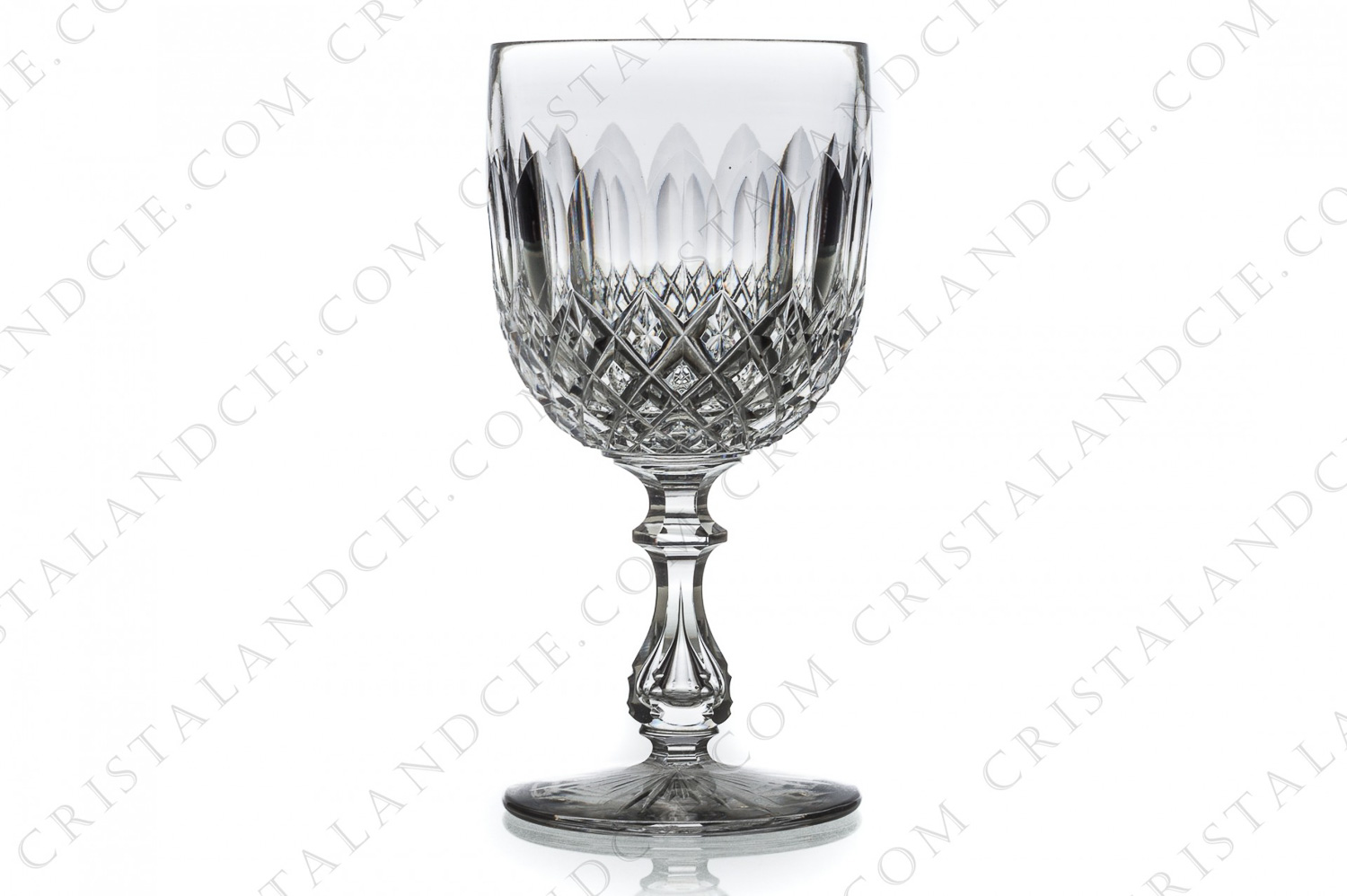Watergoblet n°2 in crystal by Baccarat pattern Libourne with an important cut pattern and an air bubble in the stem photo-1