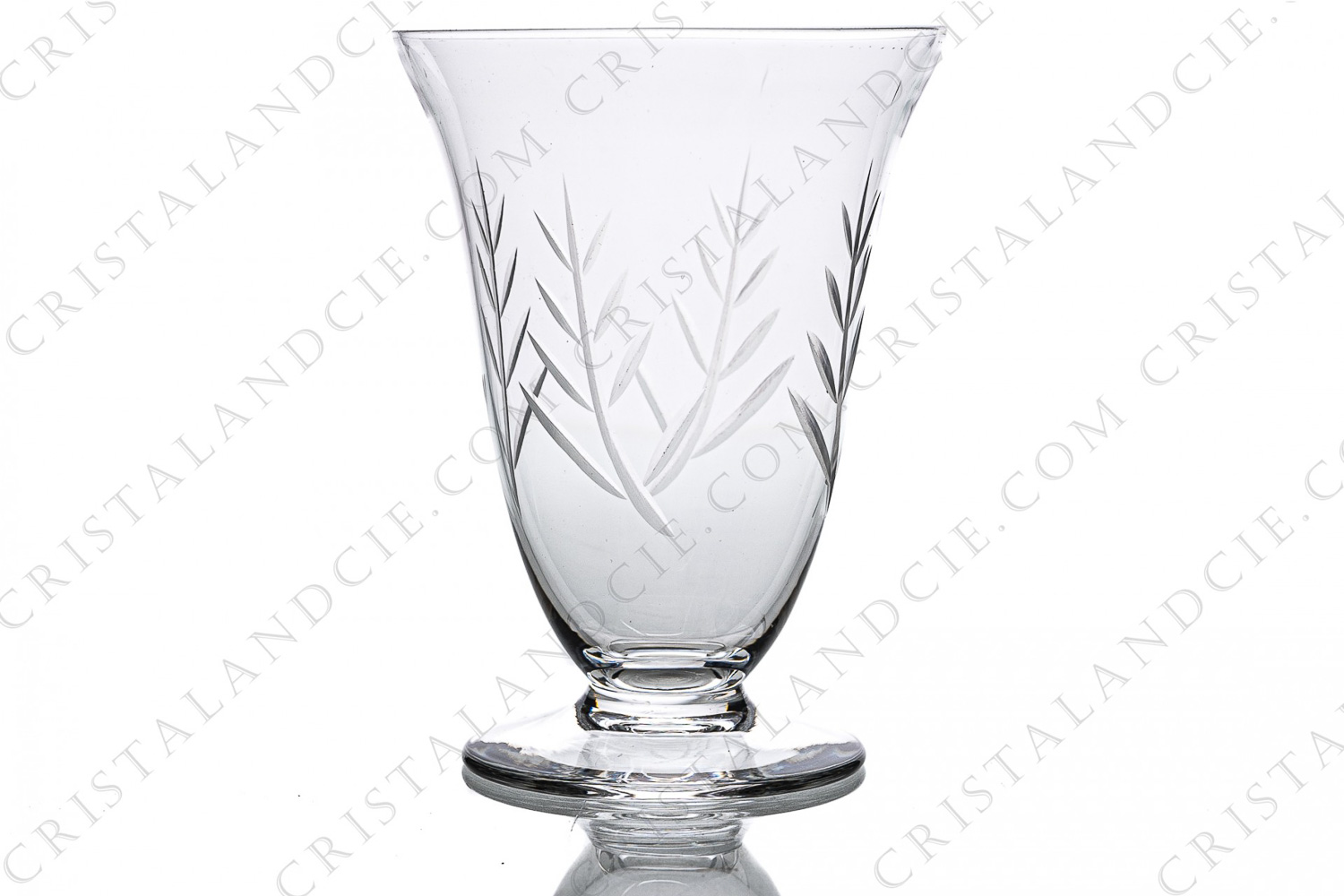 Water glass n°2 in crystal by Daum decorated with engraved branch photo-1
