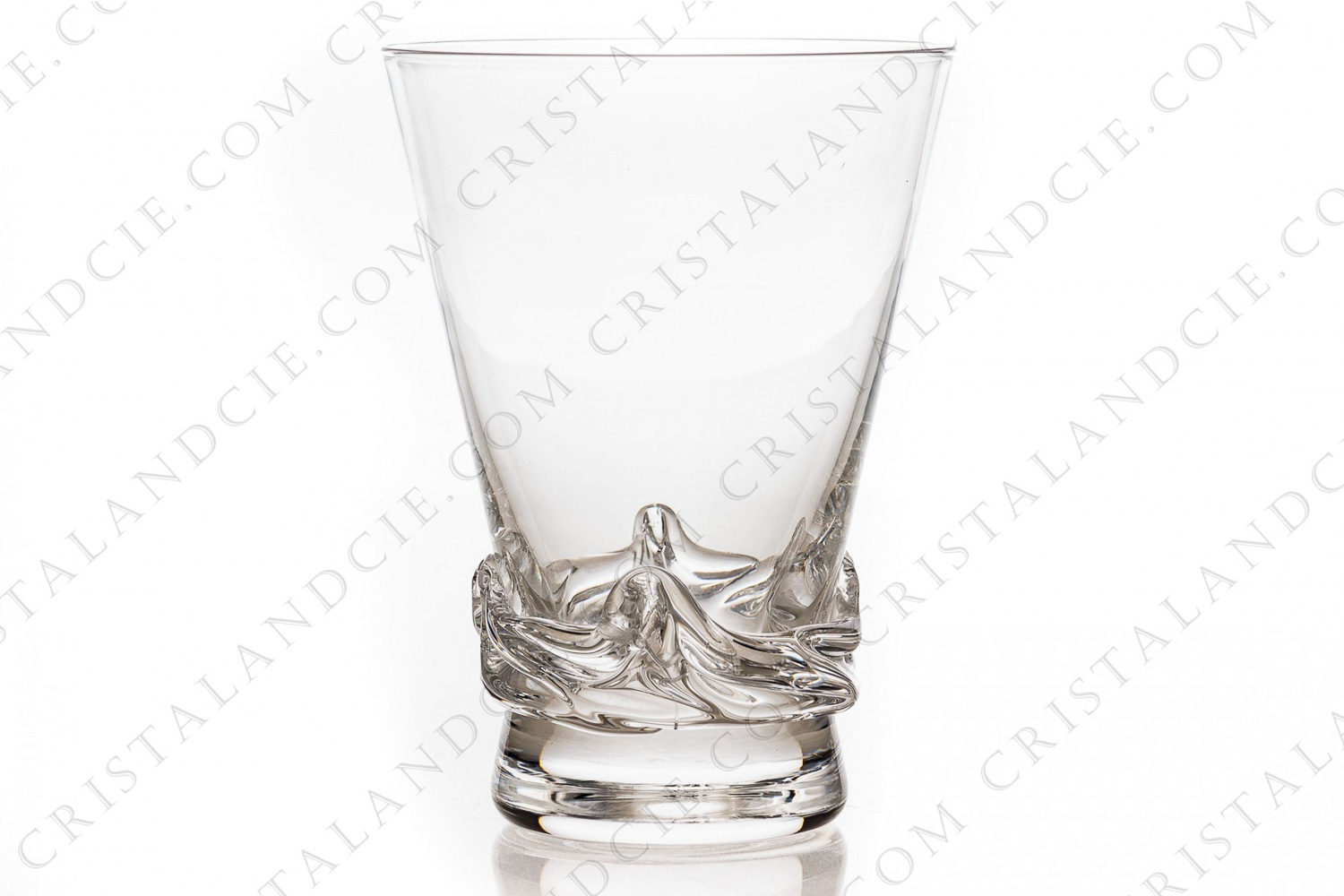 Watergoblet n°2 in crystal by Daum pattern Sorcy decorated with waves on the base photo-1