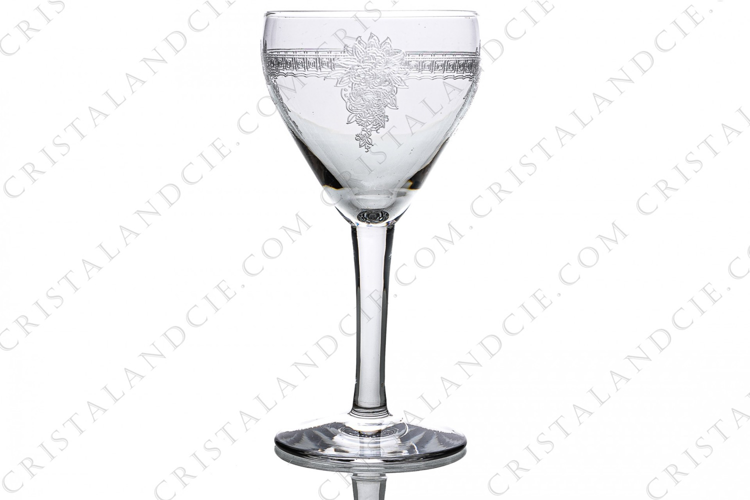 Verre à Porto n°5 en cristal de Saint-Louis modèle Coli à décor gravé de frise et bouquets de fleurs photo-1
