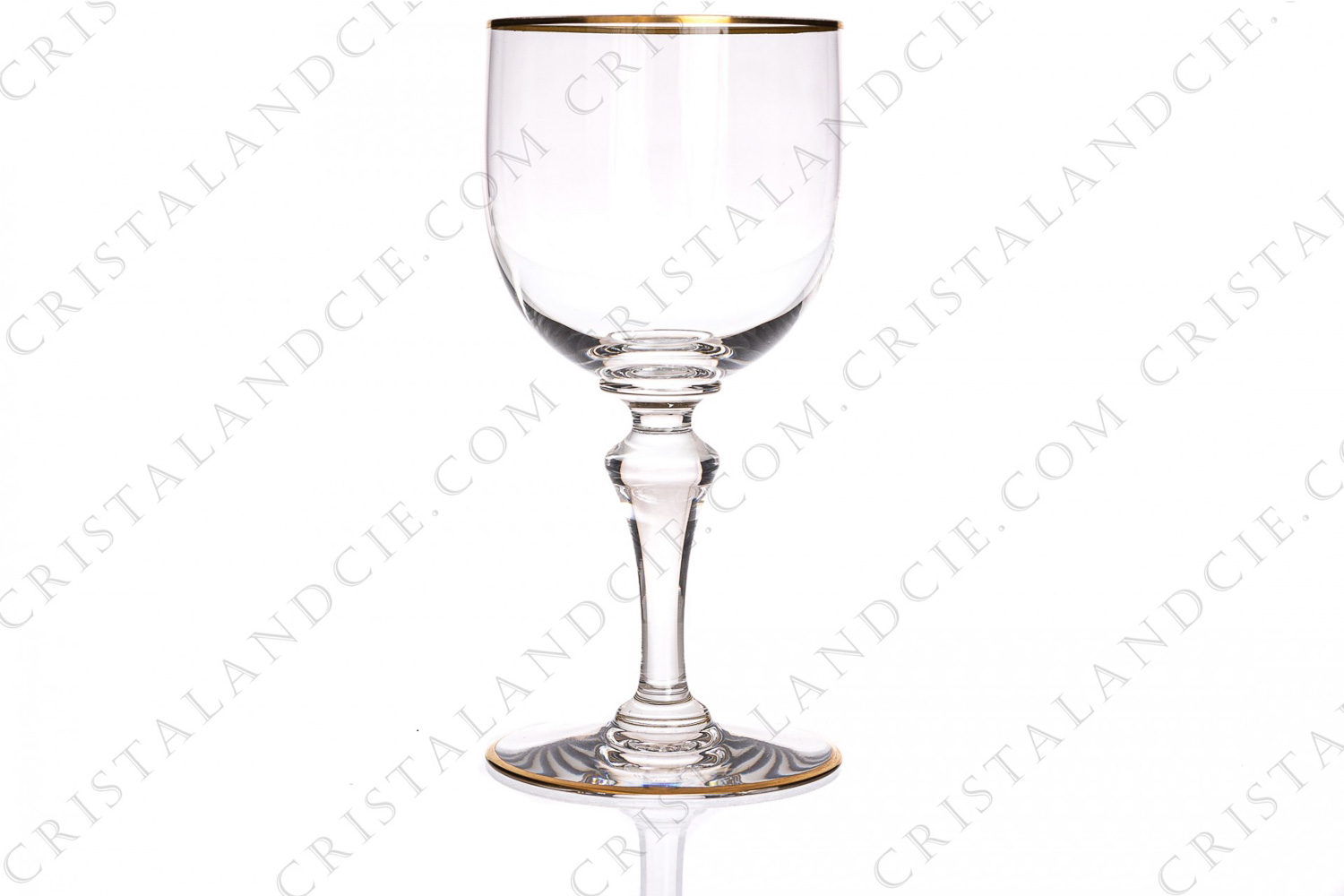 Wine glass n°3 in crystal by Baccarat pattern Mahora decorated with gold borders photo-1