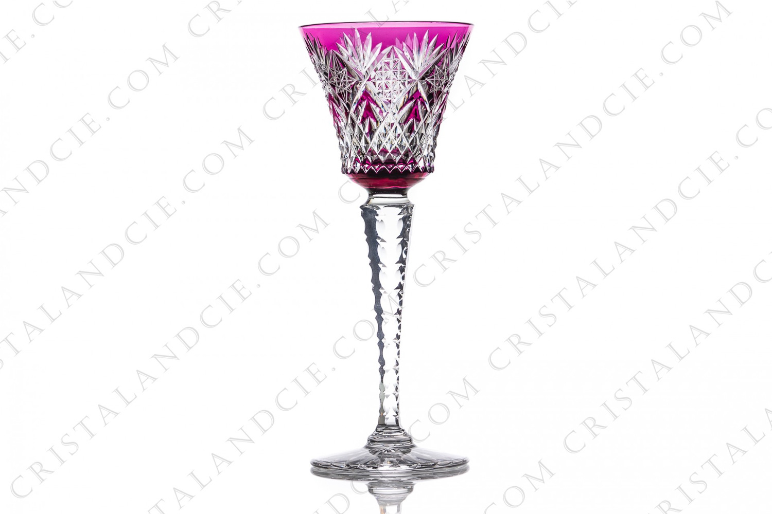 Rhine wine glass hock in amethyst double layer crystal by Saint-Louis pattern Musset with an important cut pattern photo-1