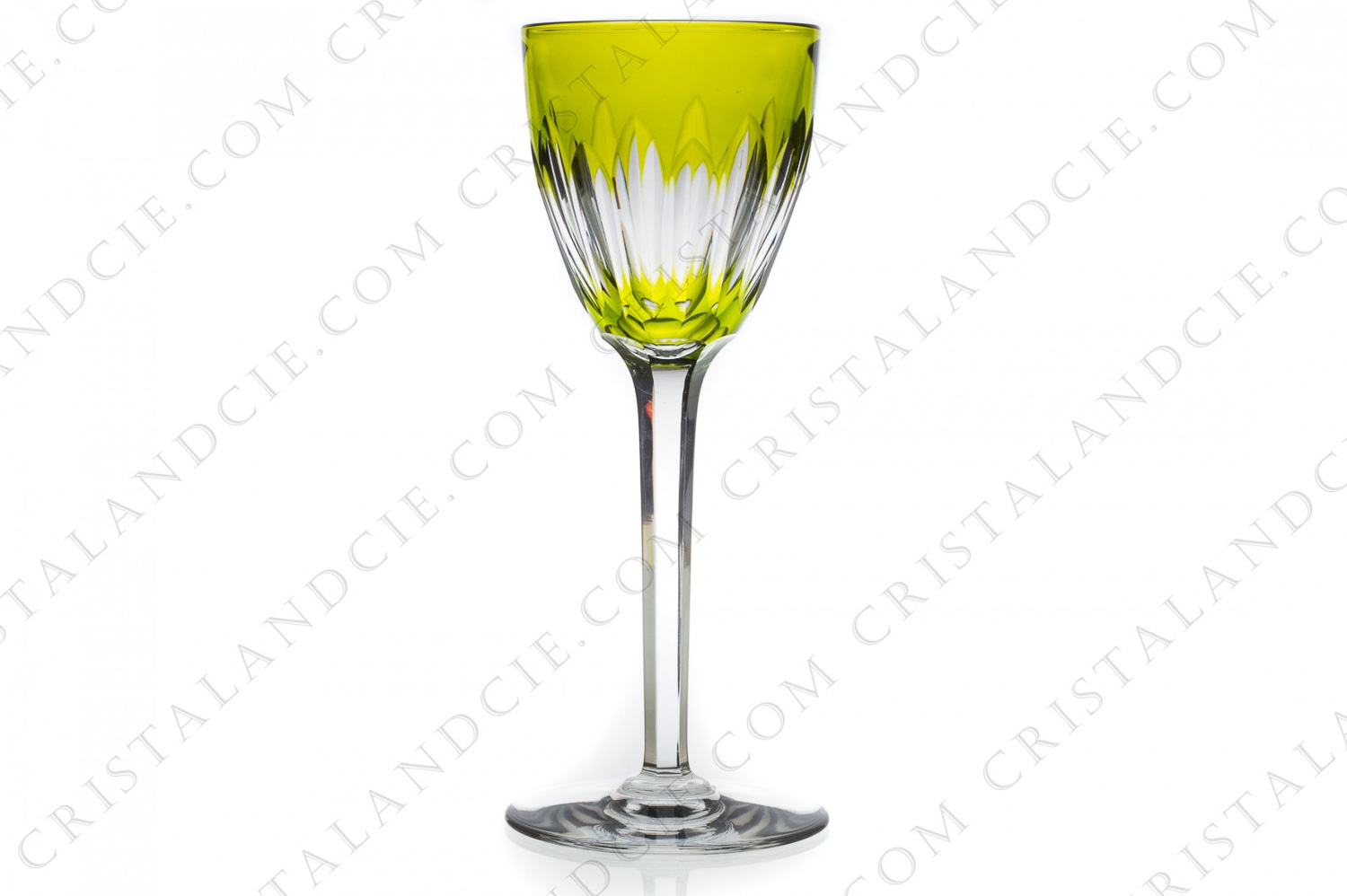 Verre à vin du Rhin roemer en cristal double-couches mousse de Baccarat modèle Vérone dont la paraison est ornée de biseaux et la jambe taillée photo-1