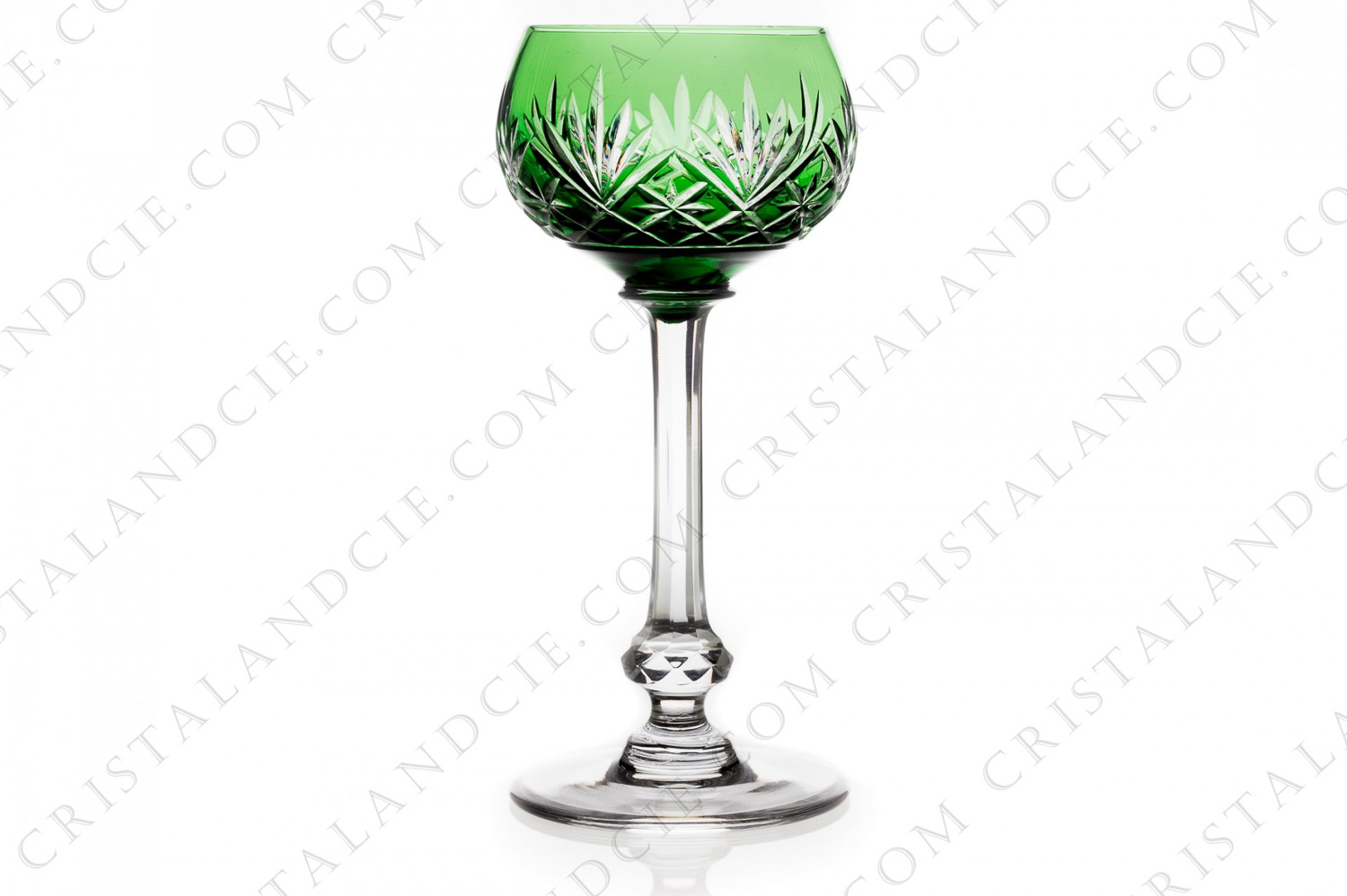 Verre à vin du Rhin roemer en cristal double-couches vert de Saint-Louis modèle Massenet photo-1