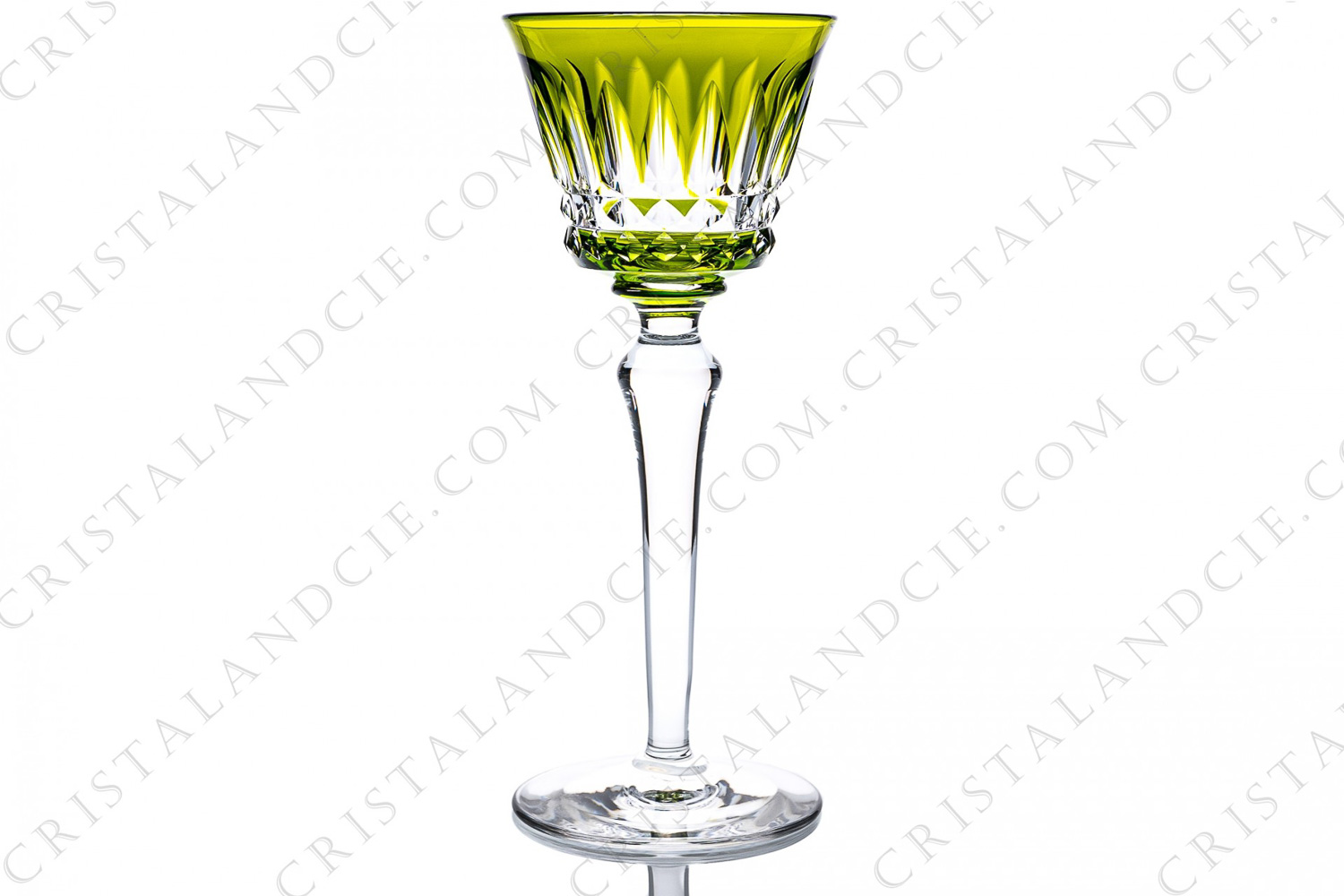 Verre à vin du Rhin, roemer en cristal double-couches mousse de Baccarat modèle Piccadilly à décor taillé photo-1