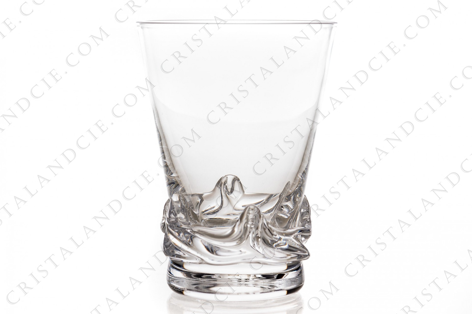 Wine glass n°3 in crystal by Daum pattern Sorcy decorated with waves on the base photo-1