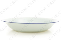 Assiette creuse en porcelaine de Limoges de la maison Haviland et Parlon modèle Shangaï bleu orient orné de fleurs en camaïeu de bleus photo-2