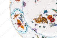 Dessert plate in Limoges china by Havilland pattern Golden Quails decorated with couples of quails and roosters, with butterflies and polychromes flowers enhanced with gold photo-5