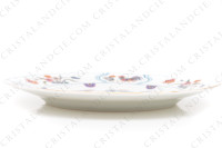 Dessert plate in Limoges china by Havilland pattern Golden Quails decorated with couples of quails and roosters, with butterflies and polychromes flowers enhanced with gold photo-2