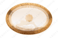 Bonbonnière en porcelaine de Limoges décorée par les ateliers CID, ornée d une large frise en incrustations or repésentant des glands et des feuilles de chêne, et d une rosace or sur le dessus photo-2