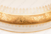 Bonbonnière en porcelaine de Limoges décorée par les ateliers CID, ornée d une large frise en incrustations or repésentant des glands et des feuilles de chêne, et d une rosace or sur le dessus photo-6