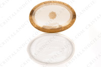 Bonbonnière en porcelaine de Limoges décorée par les ateliers CID, ornée d une large frise en incrustations or repésentant des glands et des feuilles de chêne, et d une rosace or sur le dessus photo-4