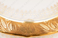 Bonbonnière en porcelaine de Limoges décorée par les ateliers CID, ornée d une large frise en incrustations or repésentant des gépis de blé, et d une rosace or sur le dessus photo-6