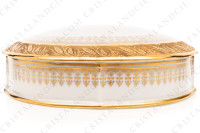Bonbonnière en porcelaine de Limoges décorée par les ateliers CID, ornée d une large frise en incrustations or repésentant des gépis de blé, et d une rosace or sur le dessus photo-3