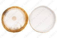 Bonbonnière en porcelaine de Limoges décorée par les ateliers CID, ornée d une large frise en incrustations or repésentant des gépis de blé, et d une rosace or sur le dessus photo-4