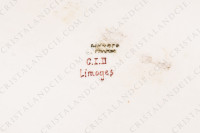 Bonbonnière en porcelaine de Limoges décorée par les ateliers CID, ornée d une large frise en incrustations or repésentant des gépis de blé, et d une rosace or sur le dessus photo-8