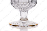 Handled wine decanter in crystal by Saint-Louis pattern Apollo gold with an important cut pattern and gold borders photo-7