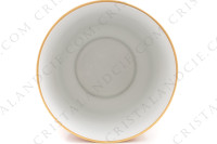Cache-pot en porcelaine de Limoges de la maison Bernardaud modèle Séoul corail à décor de maisons et d arbres or sur fond corail photo-7